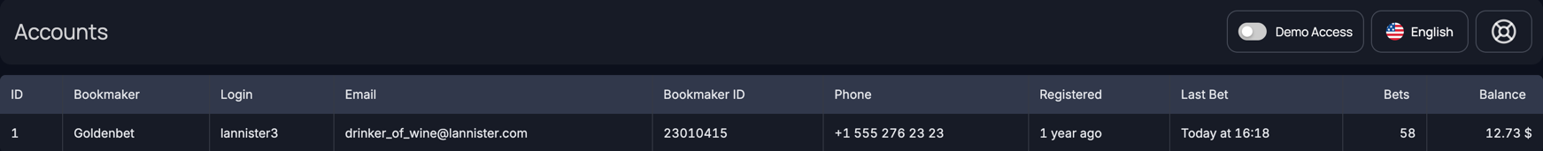 BetMetrics - uploaded account data