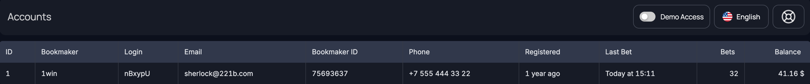 BetMetrics—uploaded account data