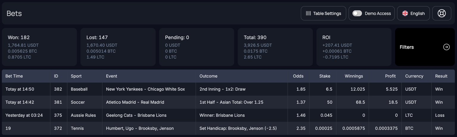 BetMetrics - uploaded bets