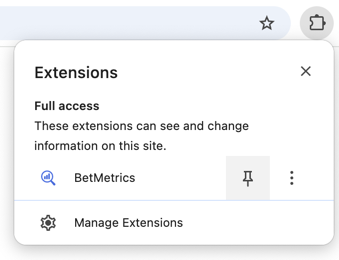 Pinning the extension to the browser toolbar
