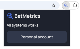 Pinned BetMetrics extension in the browser toolbar