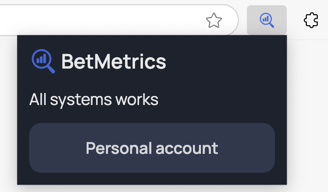 Pinned BetMetrics extension in the browser toolbar