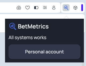 Pinned BetMetrics extension in the browser toolbar